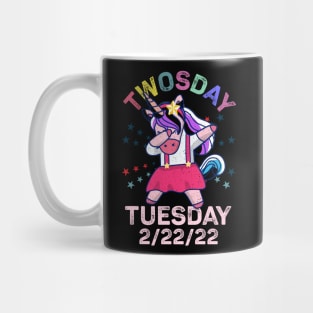 Unicorn Dabbing Tuesday February 22nd Teacher - Happy Twosday 2022 Mug